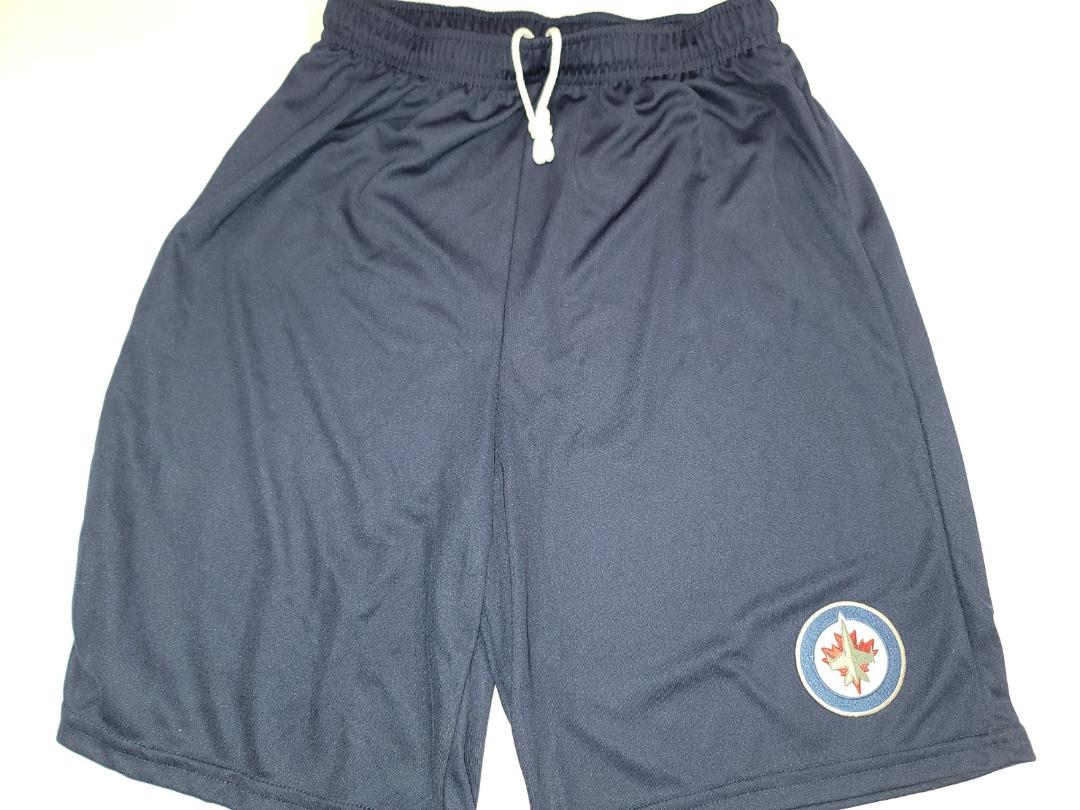 Mens NHL Team Apparel WINNIPEG JETS Moisture Wick Dri Fit SHORTS Embroidered Logo NAVY