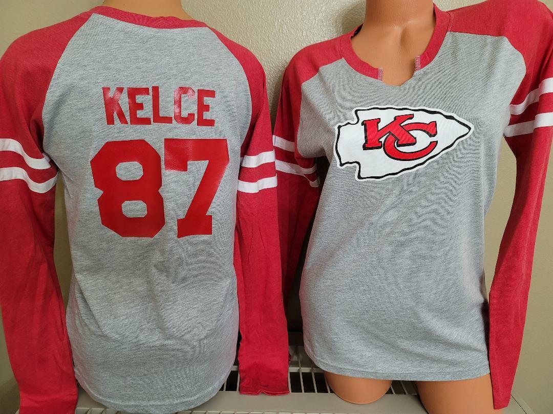 Womens Kansas City Chiefs TRAVIS KELCE 'Scoop Neck' Football SHIRT New –