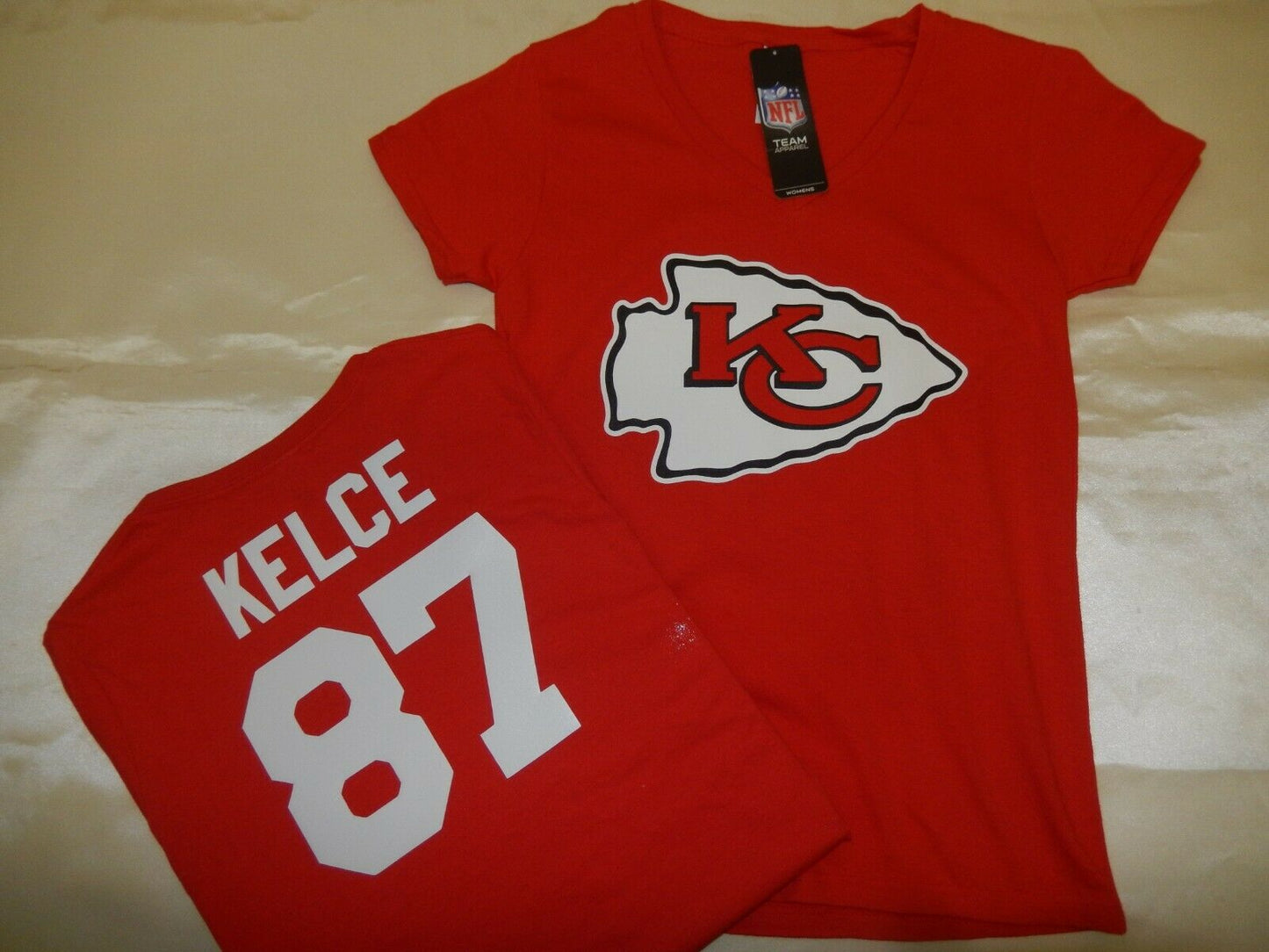 WOMENS Kansas City Chiefs TRAVIS KELCE V-Neck Football Shirt RED