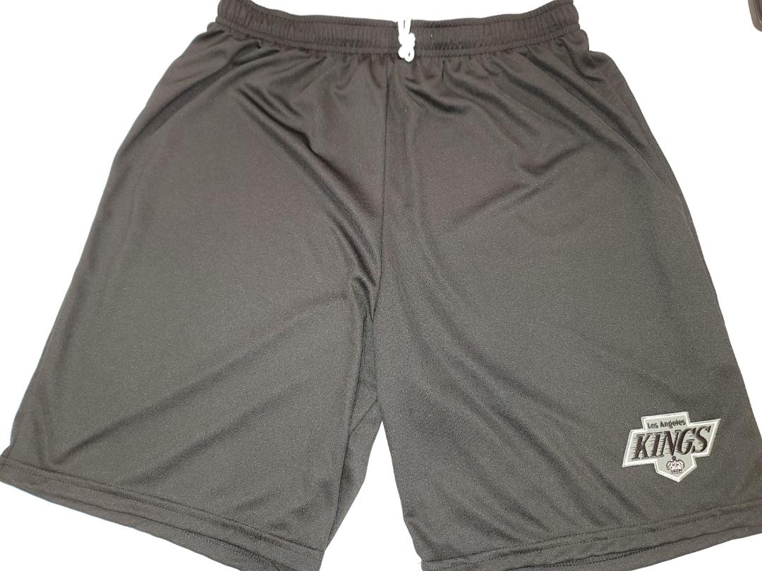 Mens NHL Team Apparel LOS ANGELES KINGS Moisture Wick Dri Fit SHORTS W/POCKETS Embroidered Logo BLACK