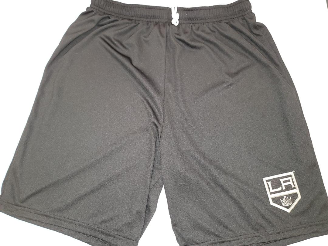Mens NHL Team Apparel LOS ANGELES KINGS Moisture Wick Dri Fit SHORTS W/POCKETS Embroidered Logo BLACK