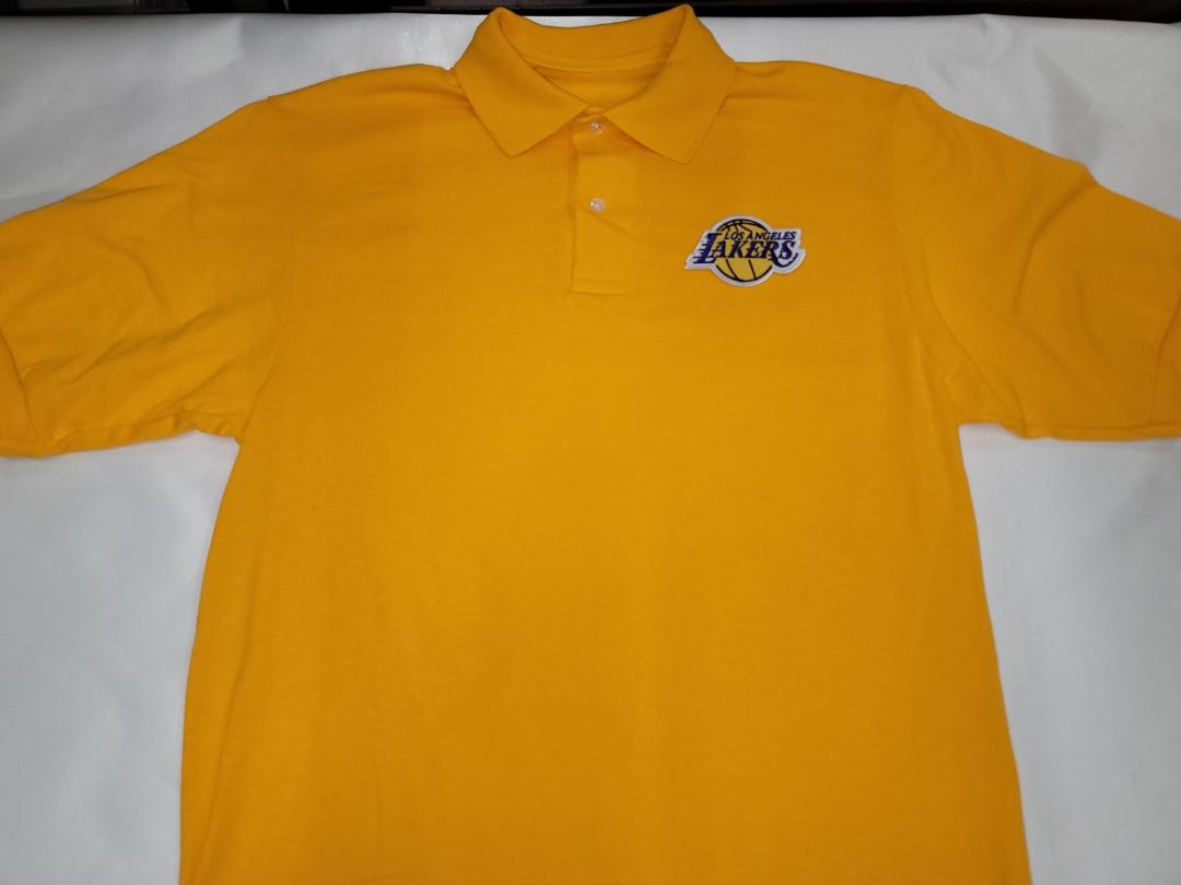 Mens NBA Team Apparel LOS ANGELES LAKERS Basketball Polo Golf Shirt GOLD