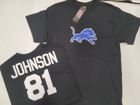 Mens NFL Team Apparel Detroit Lions CALVIN JOHNSON Football Jersey Shirt BLACK