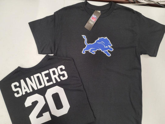Mens NFL Team Apparel Detroit Lions BARRY SANDERS Football Jersey Shirt BLACK