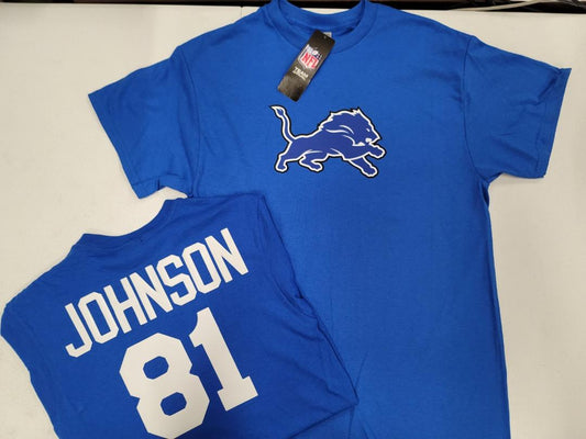 Mens NFL Team Apparel Detroit Lions CALVIN JOHNSON Football Jersey Shirt ROYAL