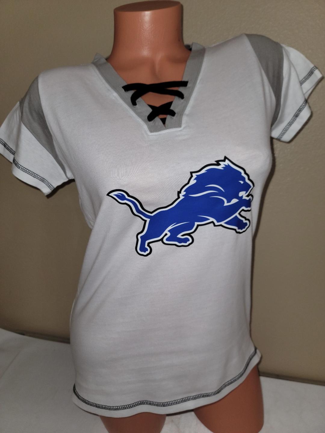 Womens Ladies NFL Team Apparel DETROIT LIONS "Laces" Football Jersey SHIRT White