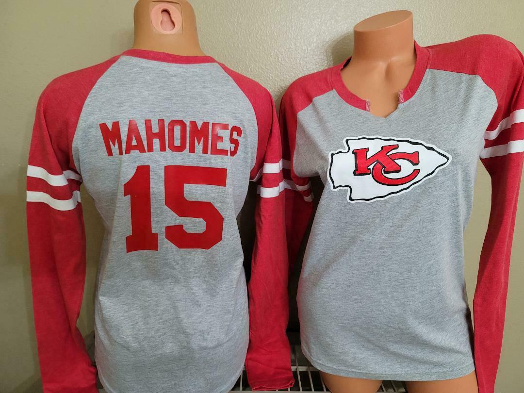 Womens Kansas City Chiefs PATRICK MAHOMES "Scoop Neck" Football SHIRT New