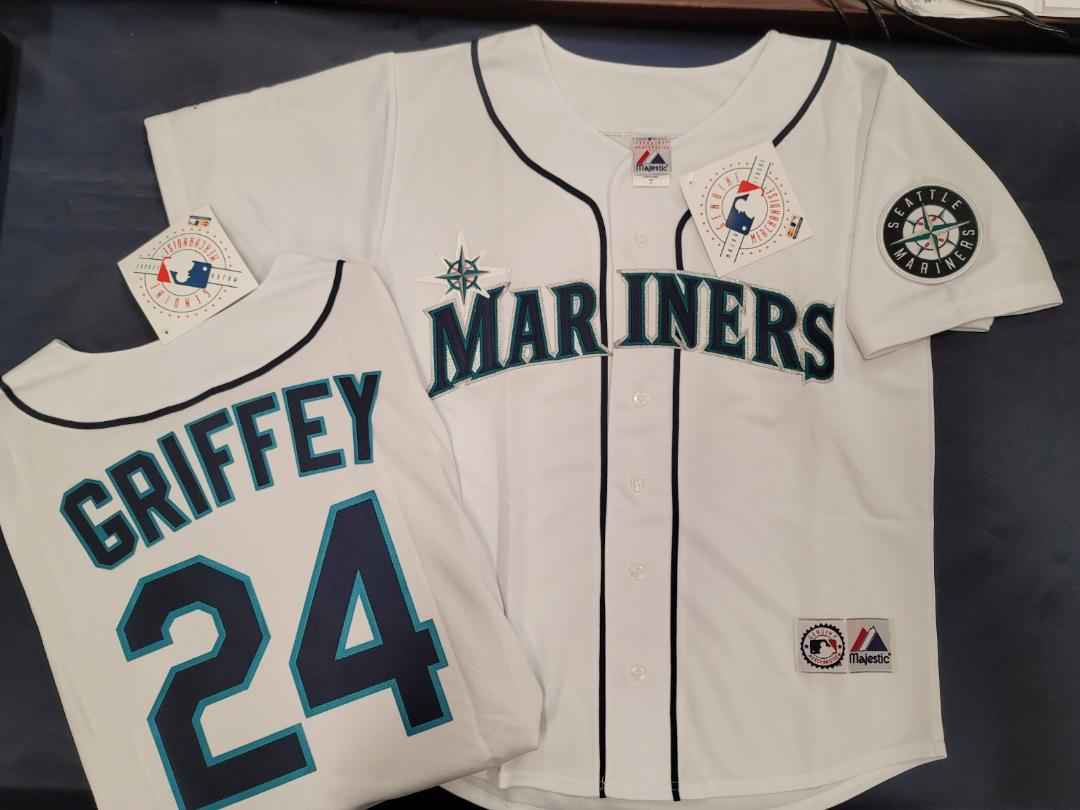 Majestic Seattle Mariners KEN GRIFFEY JR Sewn Baseball JERSEY WHITE –