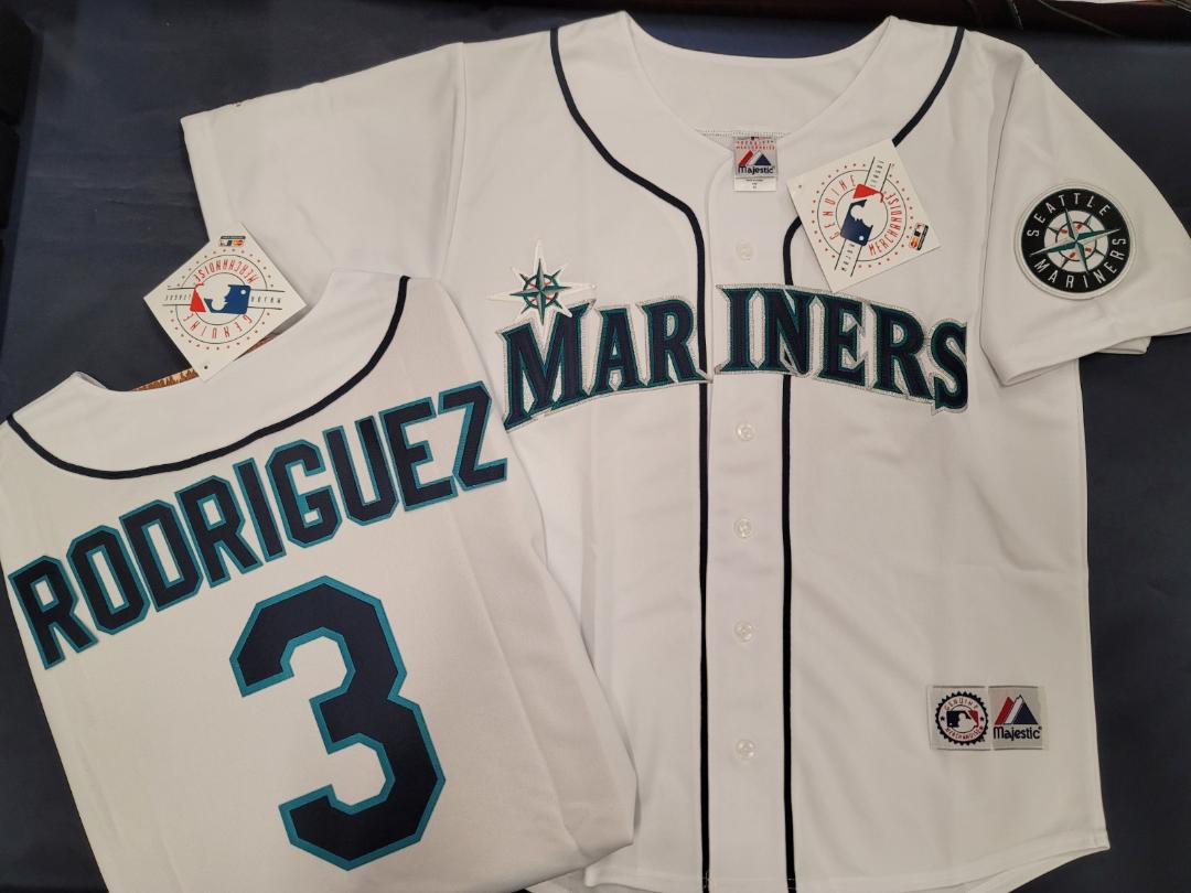 Majestic Seattle Mariners ALEX RODRIGUEZ Sewn Baseball JERSEY WHITE