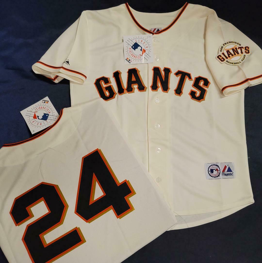 Majestic San Francisco Giants WILLIE MAYS Sewn Baseball Jersey CREAM –