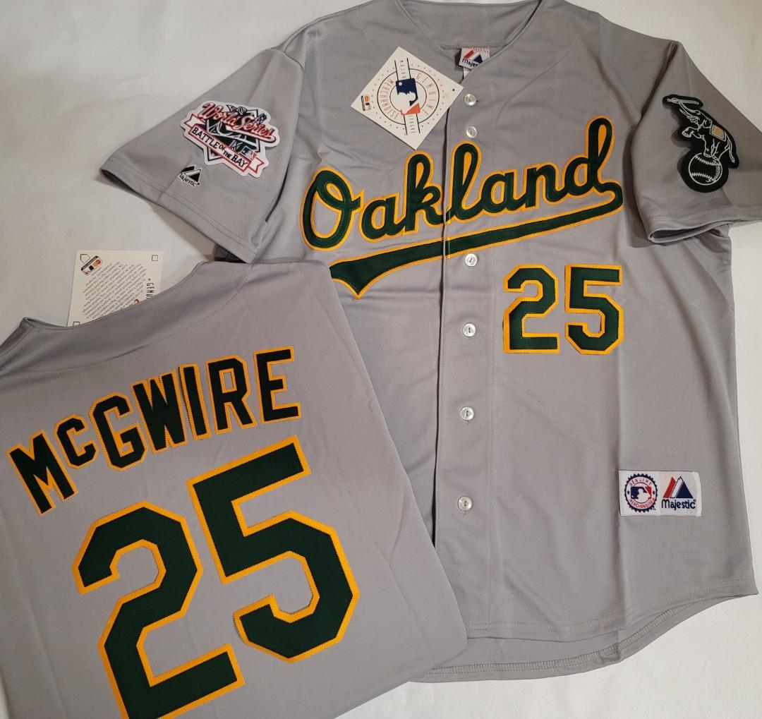 Majestic Oakland A's MARK McGWIRE 1989 World Series Baseball Jersey GRAY