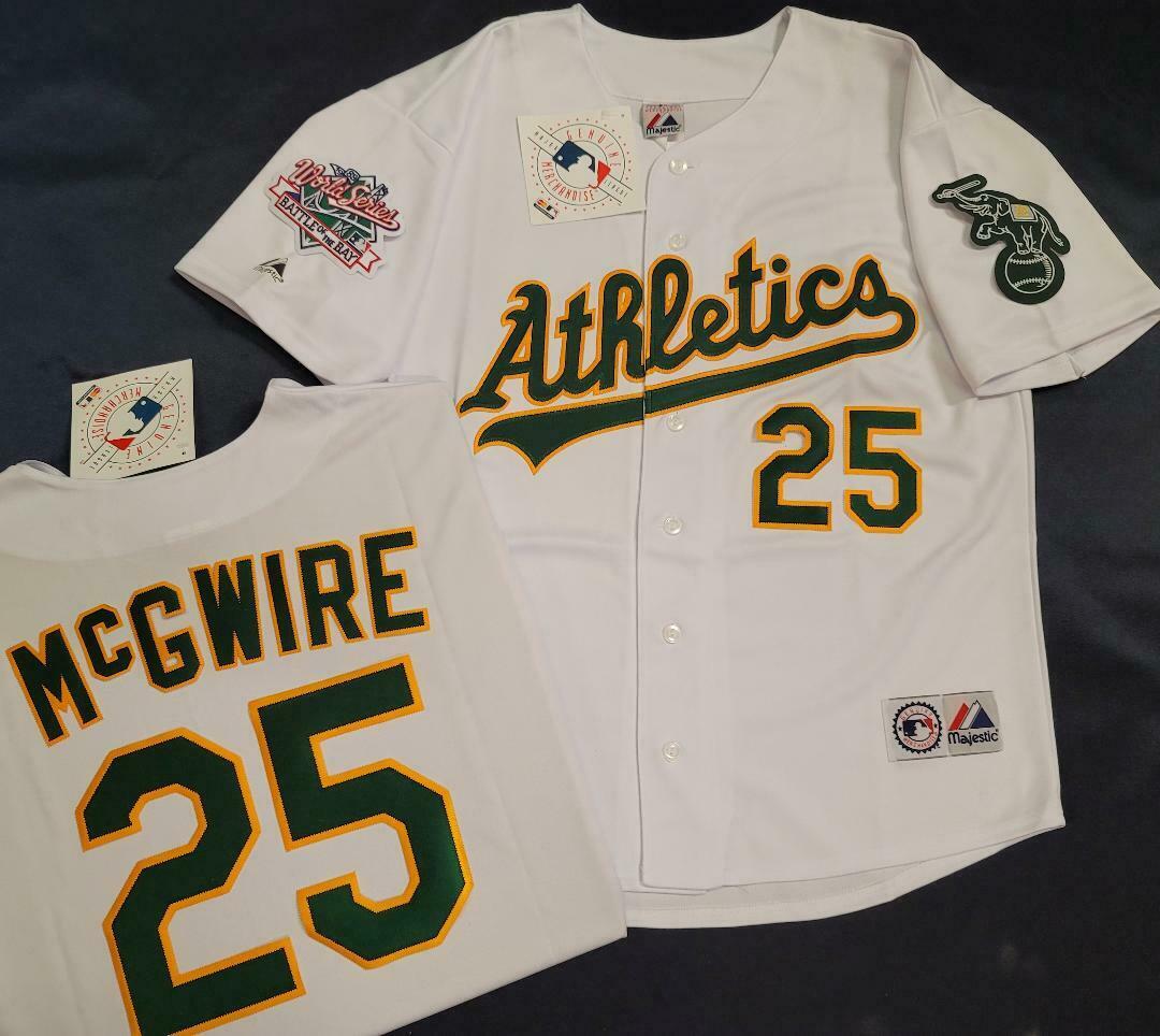 Majestic Oakland A's MARK McGWIRE 1989 World Series Baseball Jersey WHITE