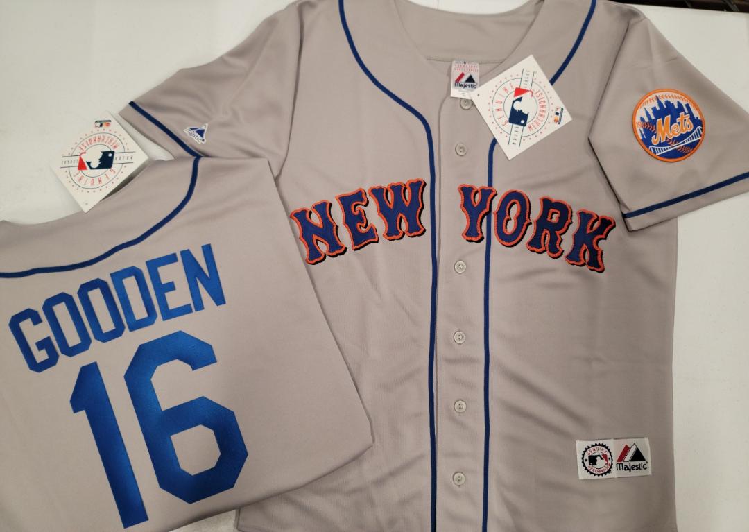 Mens Majestic New York Mets DWIGHT GOODEN Baseball Jersey GRAY New