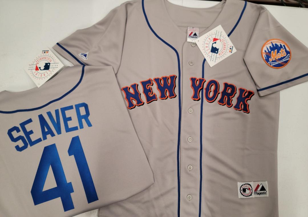 Mens Majestic New York Mets TOM SEAVER Baseball Jersey GRAY New