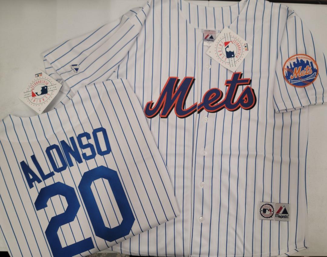Mens Majestic New York Mets PETE ALONSO Baseball Jersey WHITE P/S New