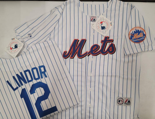 Mens Majestic New York Mets FRANCISCO LINDOR Baseball Jersey WHITE P/S New
