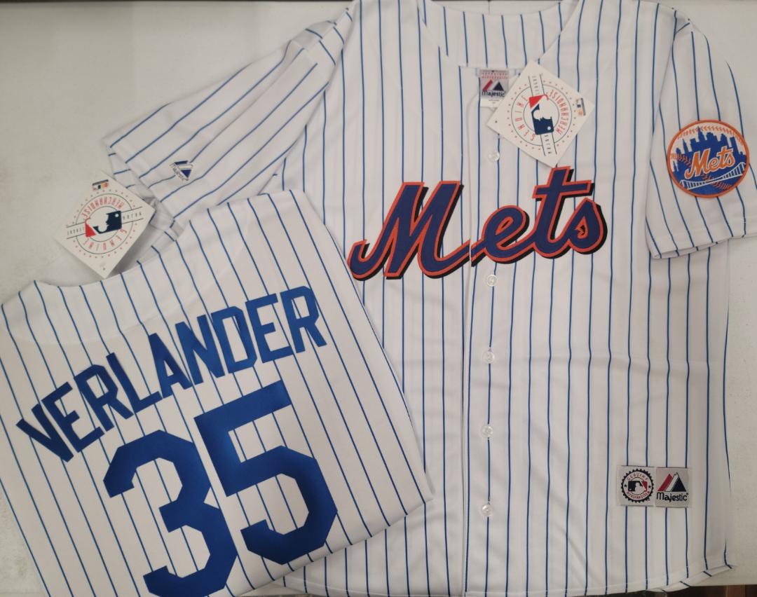 Mens Majestic New York Mets JUSTIN VERLANDER Baseball Jersey WHITE P/S New