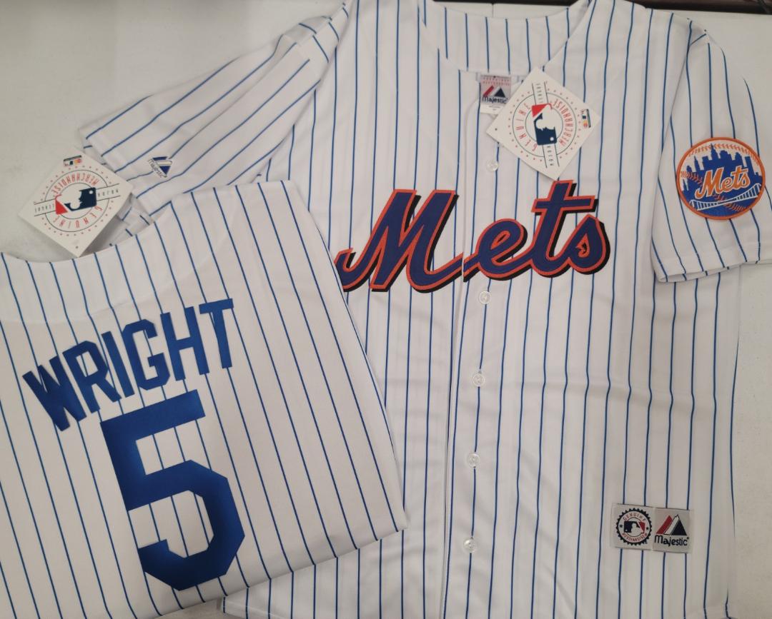 Mens Majestic New York Mets DAVID WRIGHT Baseball Jersey WHITE P/S New