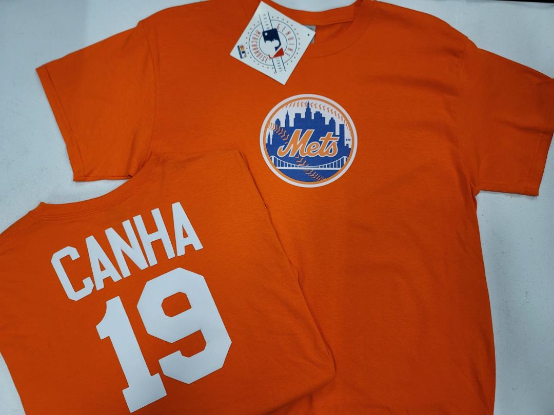 BOYS YOUTH MLB Team Apparel New York Mets MARK CANHA Baseball Jersey S –