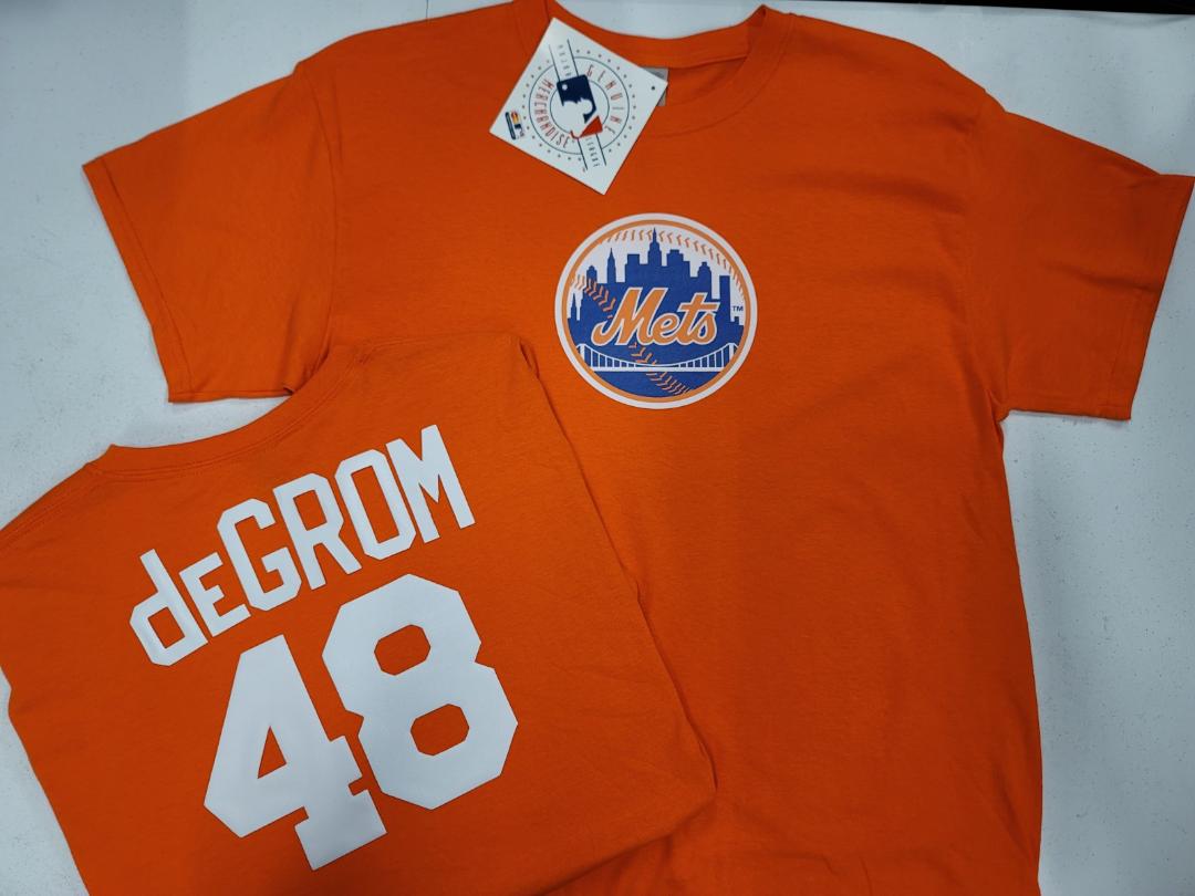 Mens MLB Team Apparel New York Mets JACOB DEGROM Baseball Shirt ORANGE –