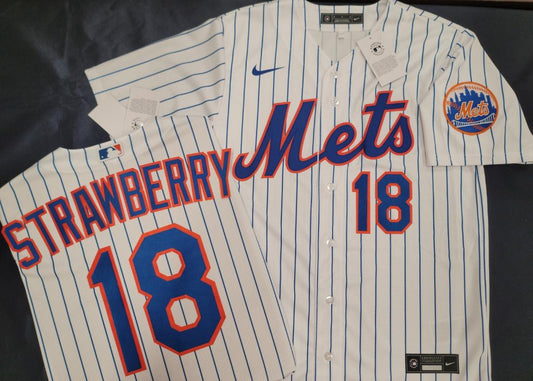 Mens Nike New York Mets DARRYL STRAWBERRY Baseball Jersey WHITE P/S New