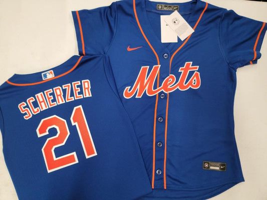 WOMENS Nike New York Mets MAX SCHERZER Sewn Baseball Jersey ROYAL