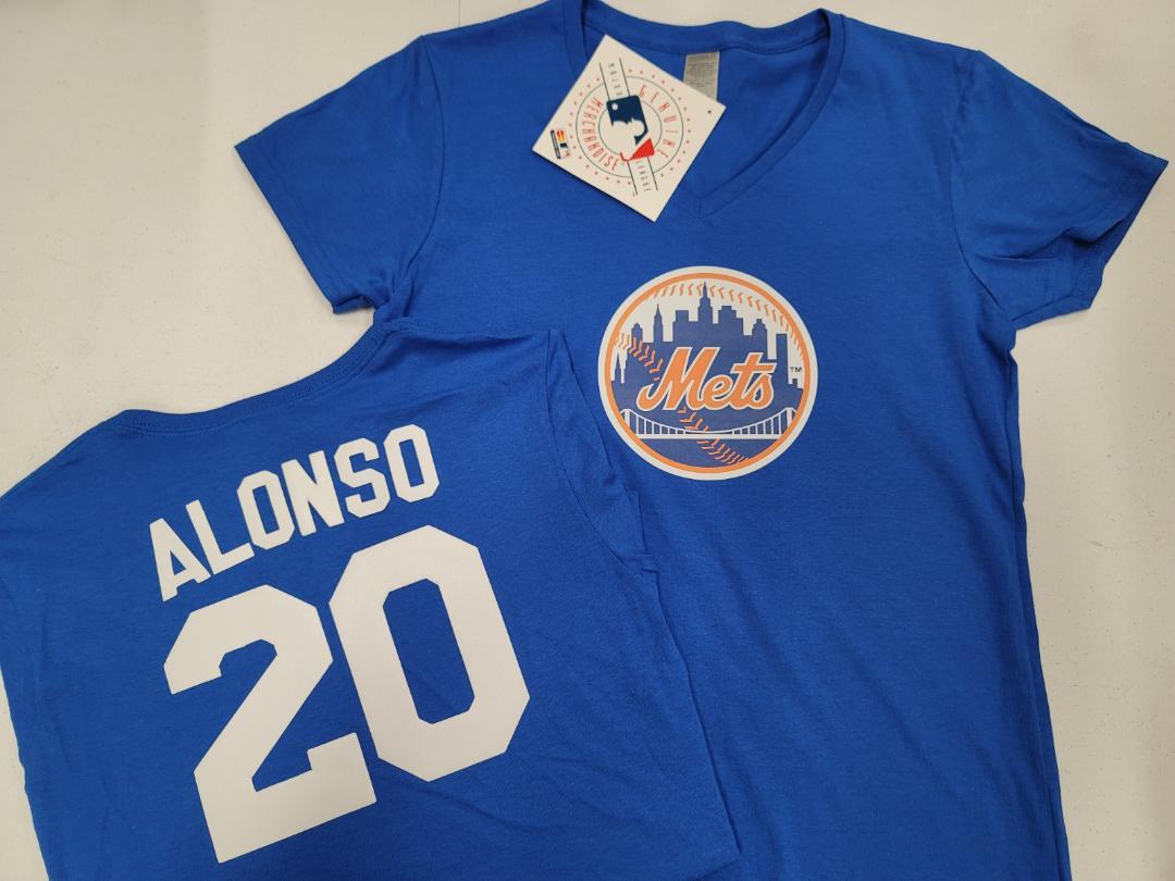 MLB Team Apparel Womens New York Mets PETE ALONSO V-Neck Baseball Shirt ROYAL