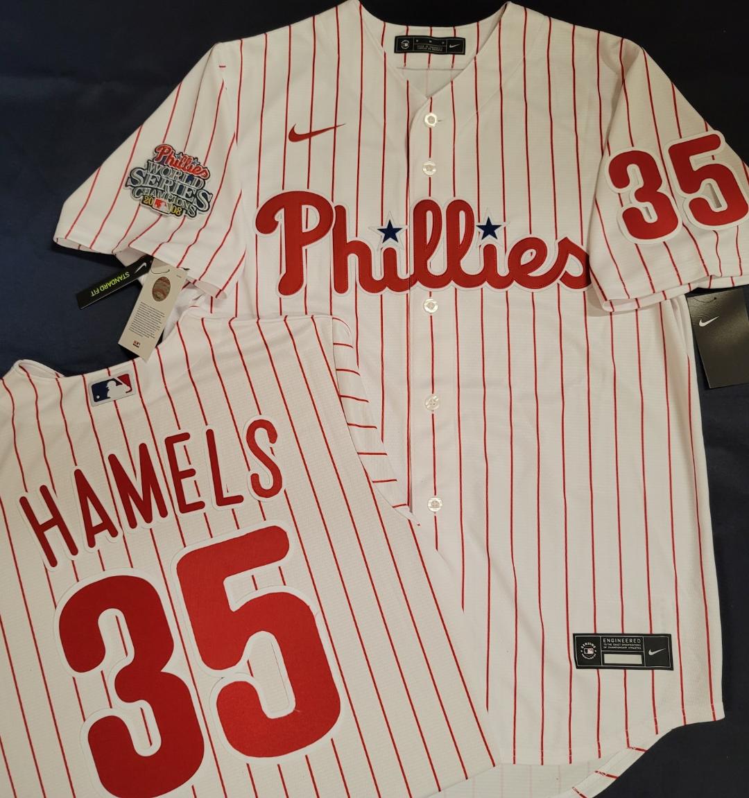 Nike Philadelphia Phillies COLE HAMELS 2008 World Series Champions Baseball Jersey WHT P/S
