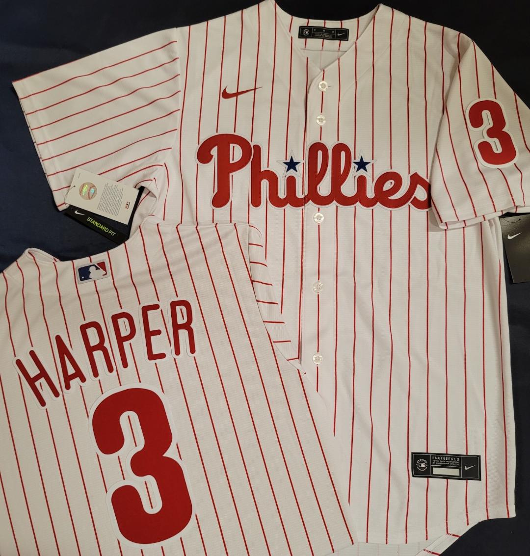 Nike Philadelphia Phillies BRYCE HARPER Sewn Baseball Jersey WHT P/S