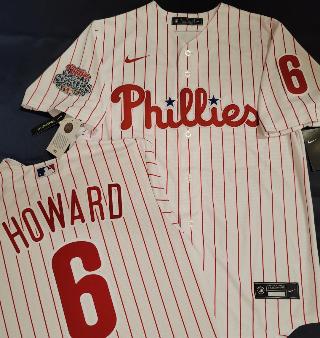 Nike Philadelphia Phillies RYAN HOWARD 2008 World Series Champions Baseball Jersey WHT P/S