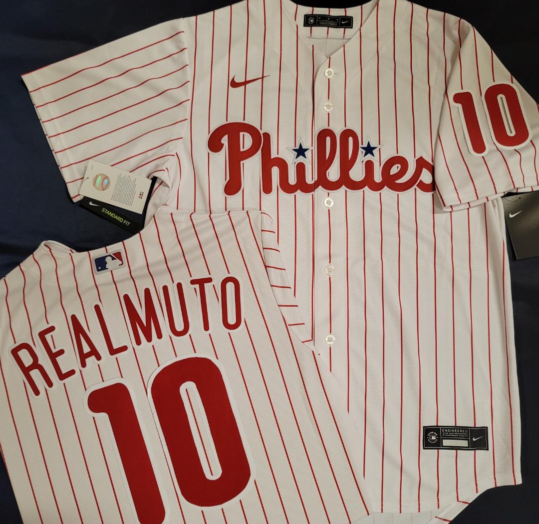 Nike Philadelphia Phillies JT REALMUTO Sewn Baseball Jersey WHT P/S