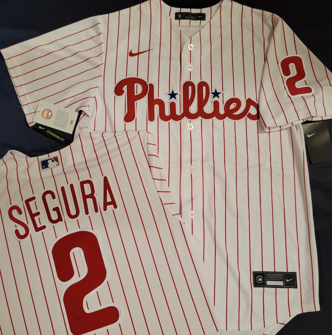 Nike Philadelphia Phillies JEAN SEGURA Sewn Baseball Jersey WHT P/S