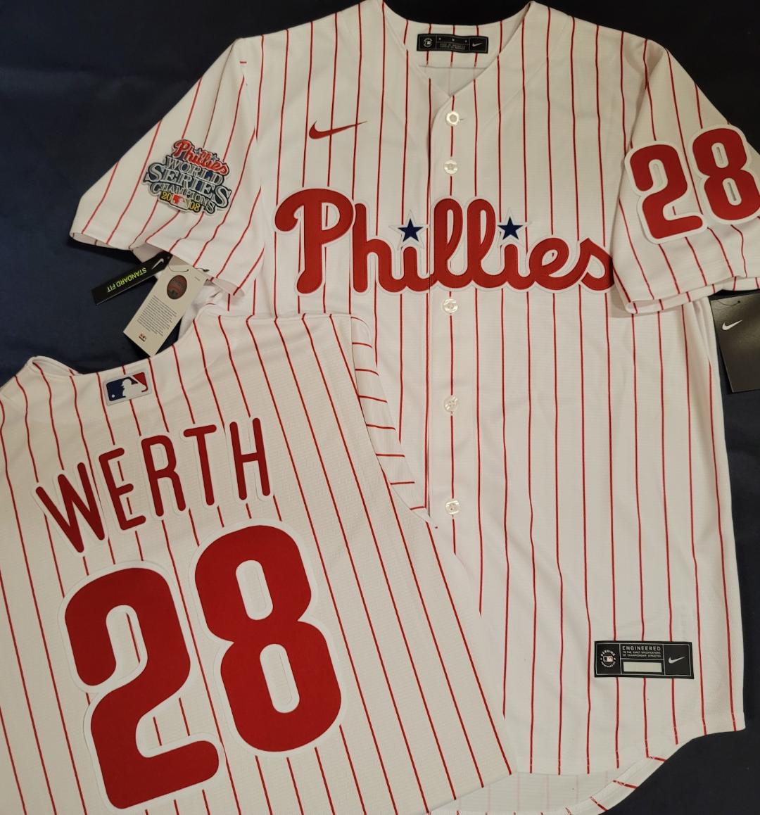 Nike Philadelphia Phillies JAYSON WERTH 2008 World Series Champions Baseball Jersey WHT P/S