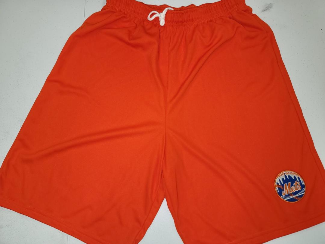 Mens MLB NEW YORK METS Moisture Wick Dri Fit SHORTS ORANGE