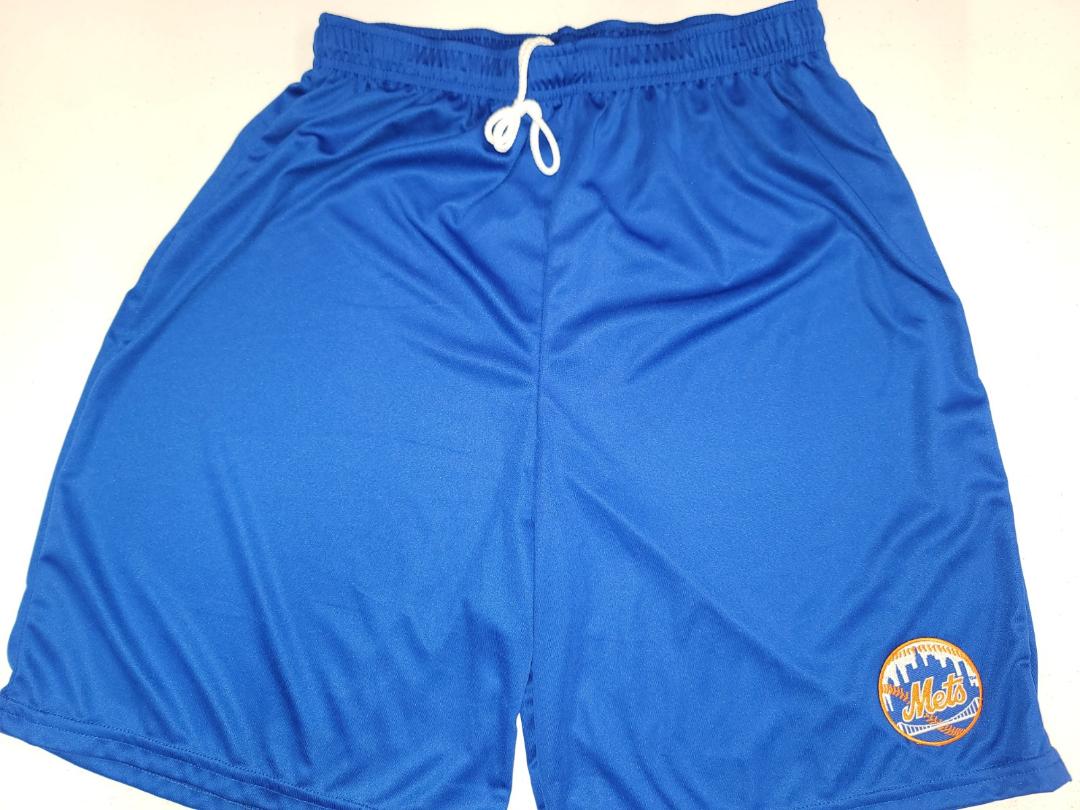 Mens MLB NEW YORK METS Moisture Wick Dri Fit SHORTS W/POCKETS ROYAL