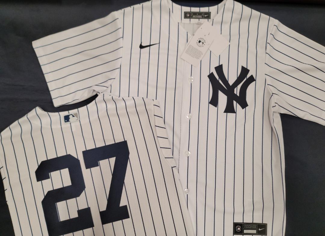 Mens NIKE New York Yankees GIANCARLO STANTON Sewn Baseball Jersey WHITE