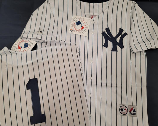 Majestic New York Yankees BILLY MARTIN Sewn Baseball JERSEY White P/S