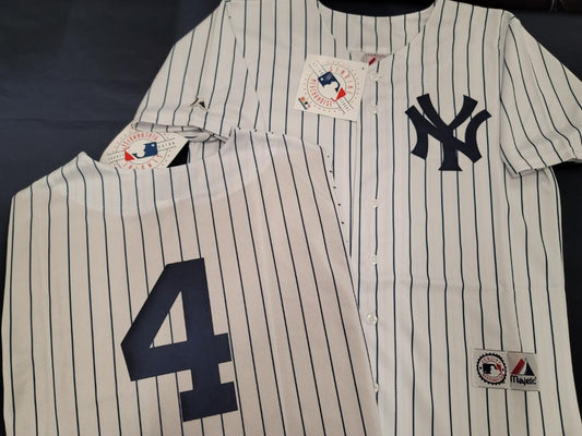 Majestic New York Yankees LOU GEHRIG Sewn Baseball JERSEY White P/S