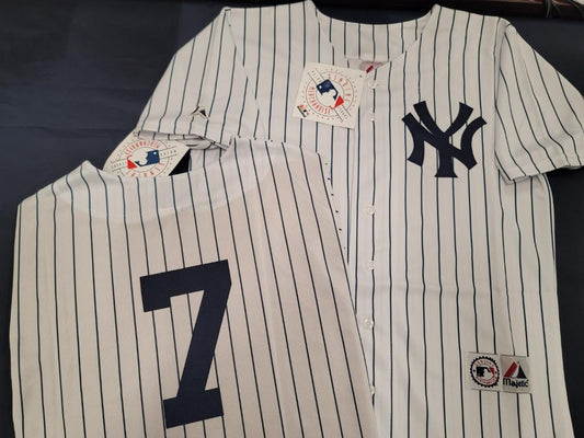 Majestic New York Yankees MICKEY MANTLE Sewn Baseball JERSEY White P/S