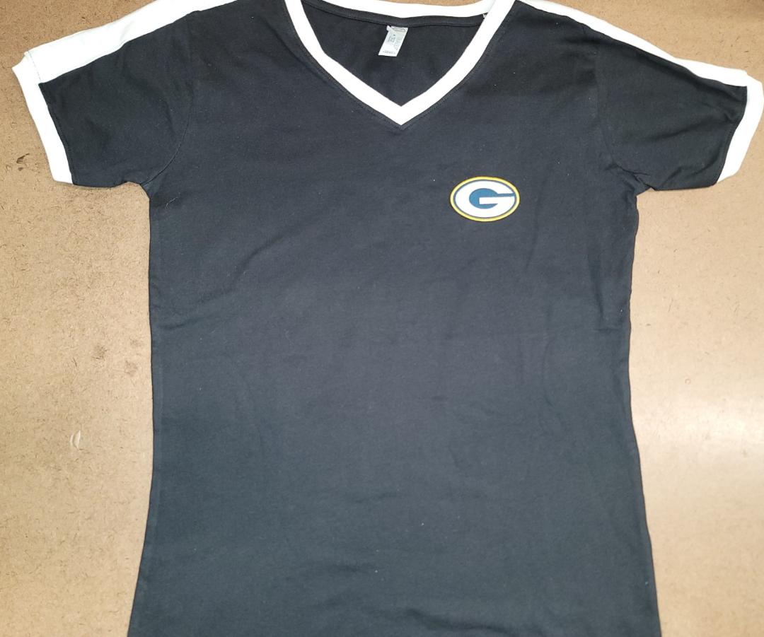 WOMENS NFL Team Apparel GREEN BAY PACKERS V-Neck Ringer Shirt BLACK
