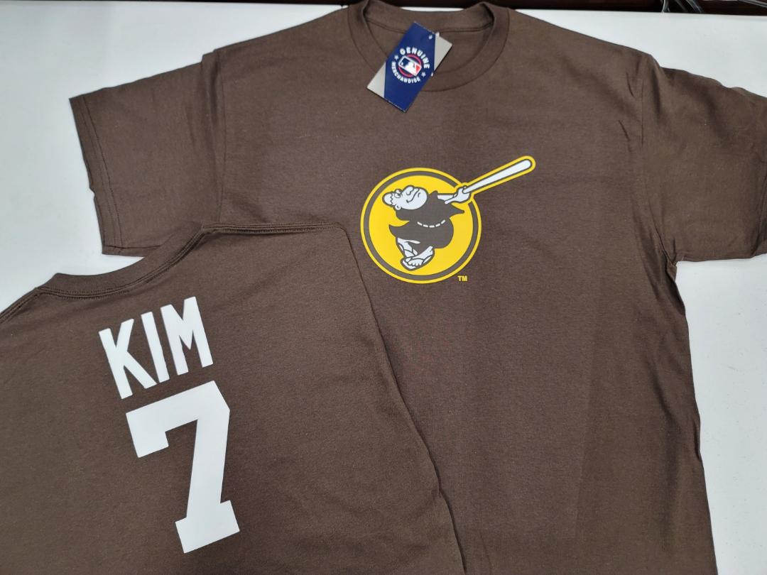 BOYS YOUTH MLB Team Apparel San Diego Padres HA-SEONG KIM Baseball Jersey Shirt BROWN