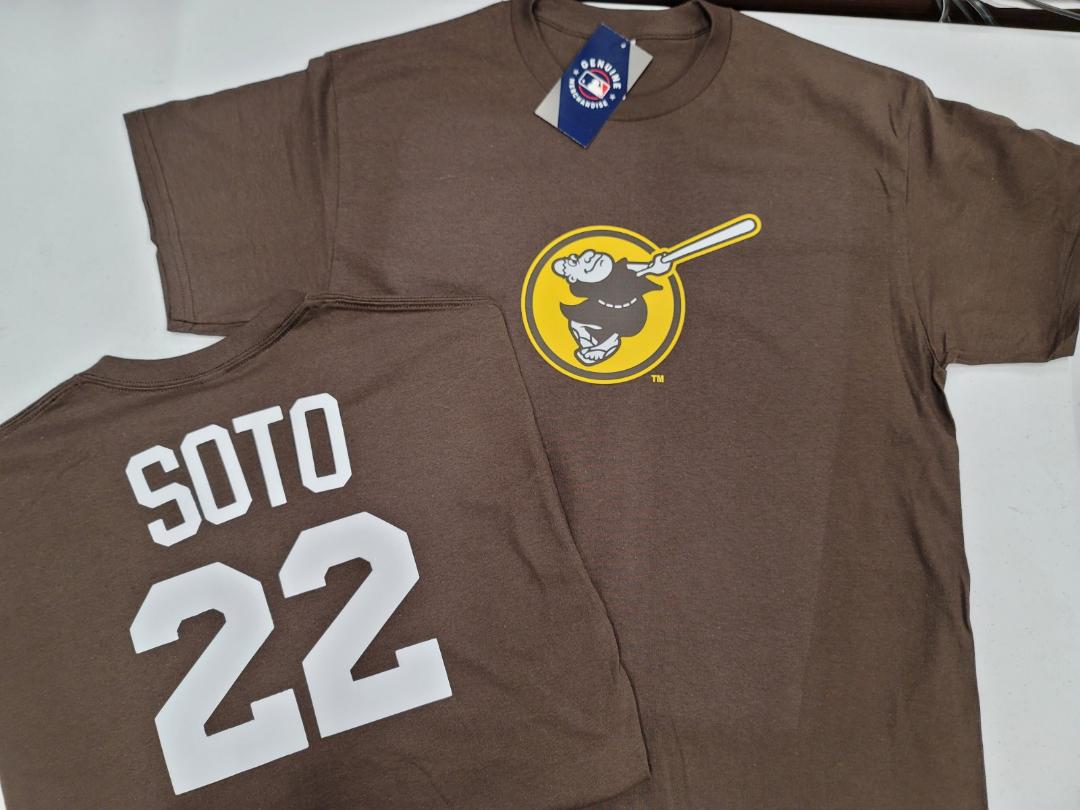Mens MLB Team Apparel San Diego Padres JUAN SOTO Baseball Shirt BROWN –