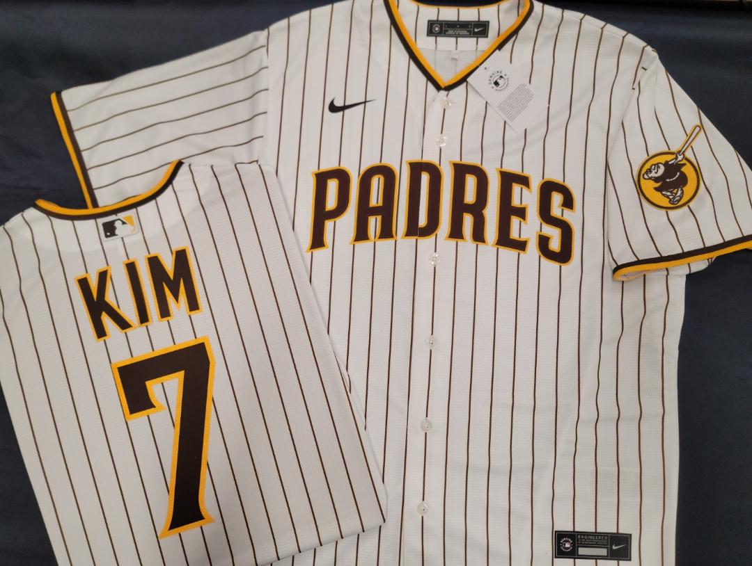 Mens NIKE Team Apparel San Diego Padres HA-SEONG KIM Baseball Jersey W –