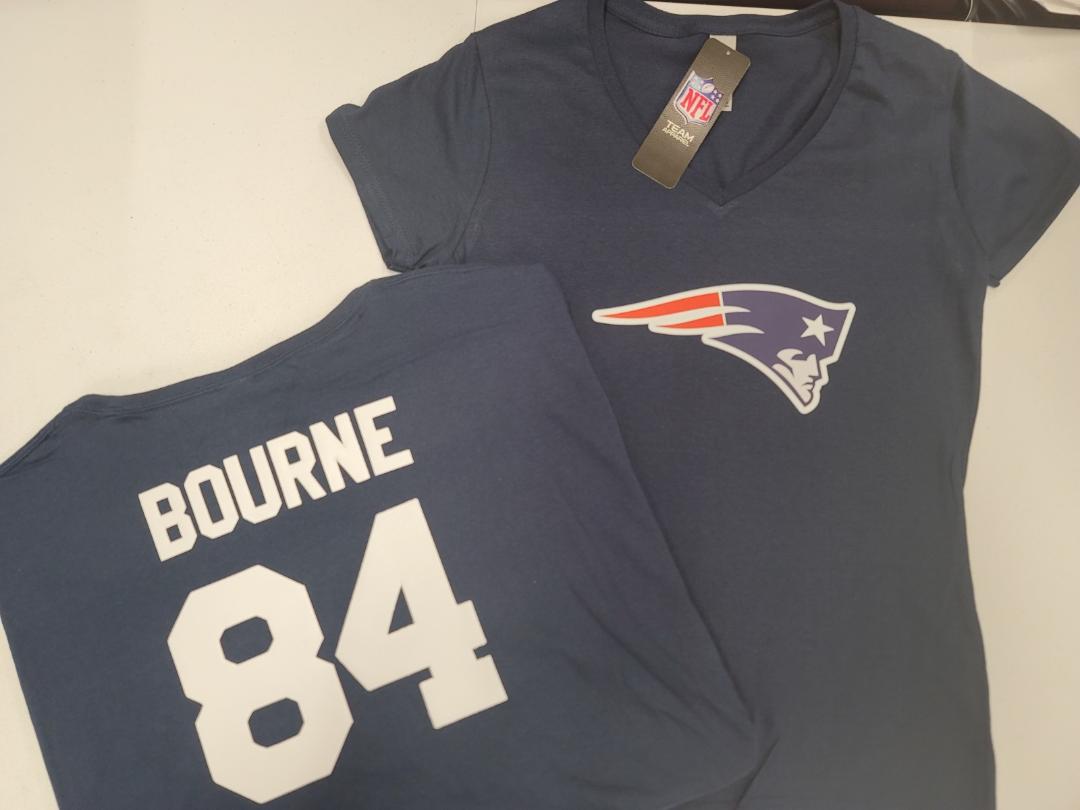 NFL Team Apparel Womens New England Patriots KENDRICK BOURNE V-Neck Football Shirt NAVY