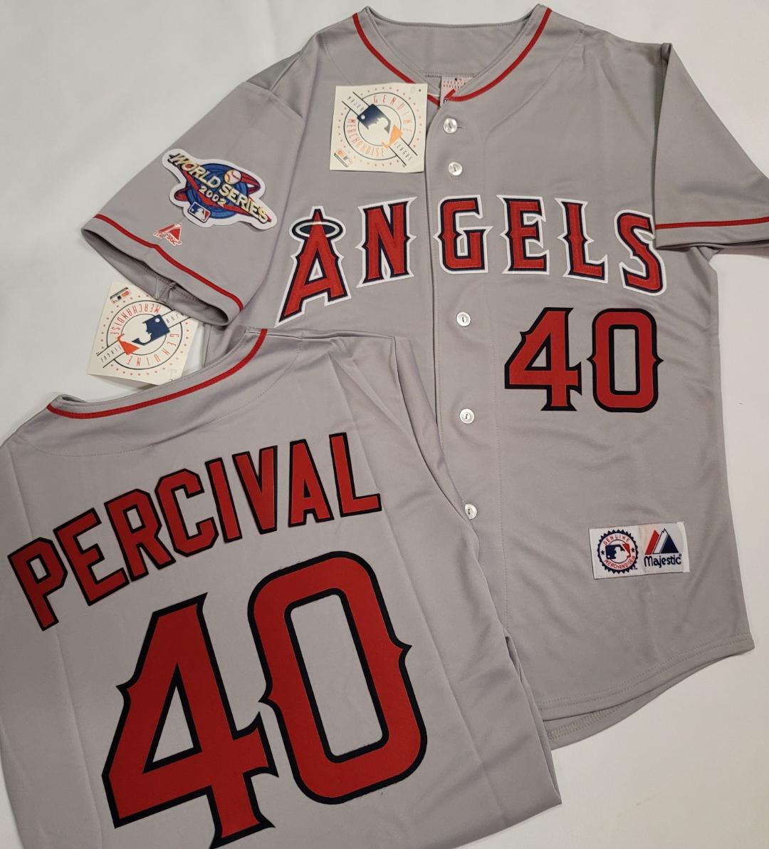 Majestic Anaheim Angels TROY PERCIVAL 2002 World Series Baseball Jersey GRAY