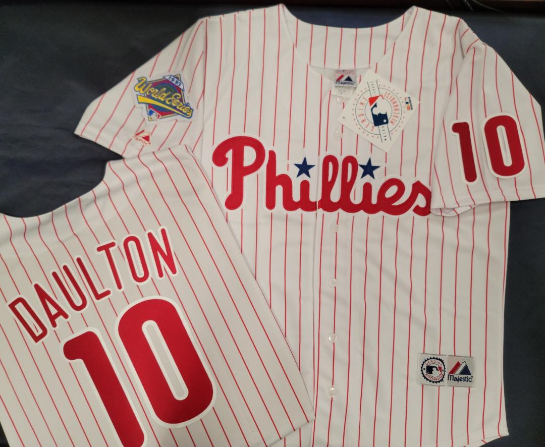 Majestic Philadelphia Phillies DARREN DAULTON 1993 World Series Baseball Jersey White P/S