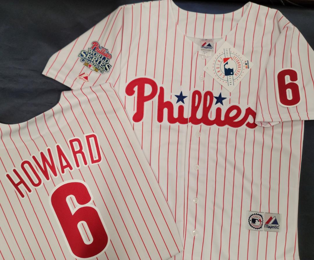 Majestic Philadelphia Phillies RYAN HOWARD 2008 World Series Champions Baseball Jersey WHITE P/S