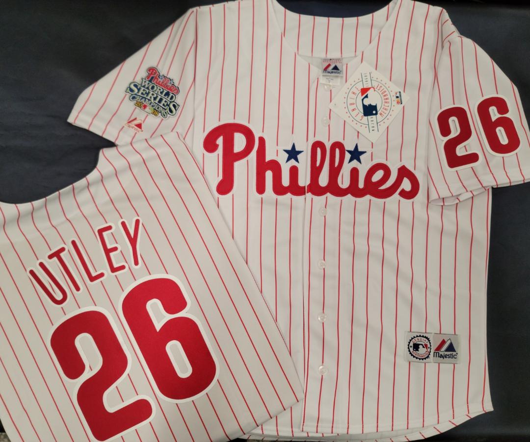 Majestic Philadelphia Phillies CHASE UTLEY 2008 World Series Champions Baseball Jersey WHITE P/S