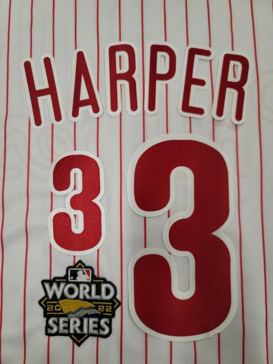 PHILADELPHIA PHILLIES Authentic BRYCE HARPER 2022 World Series Number KIT + PATCH For Jersey