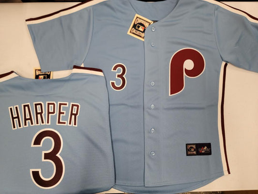Cooperstown Collection Philadelphia Phillies BRYCE HARPER Sewn THROWBACK Baseball Jersey